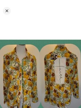 Women's Floral Button-Down Shirt in Yellow and Green by Faith
